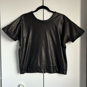 Rag & Bone / JEAN Leather Short-Sleeve Tee - M, Black